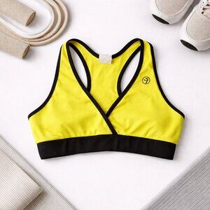 Zumba Wear Neon Yellow Sports Bra Medium Dance Fitness Racerback